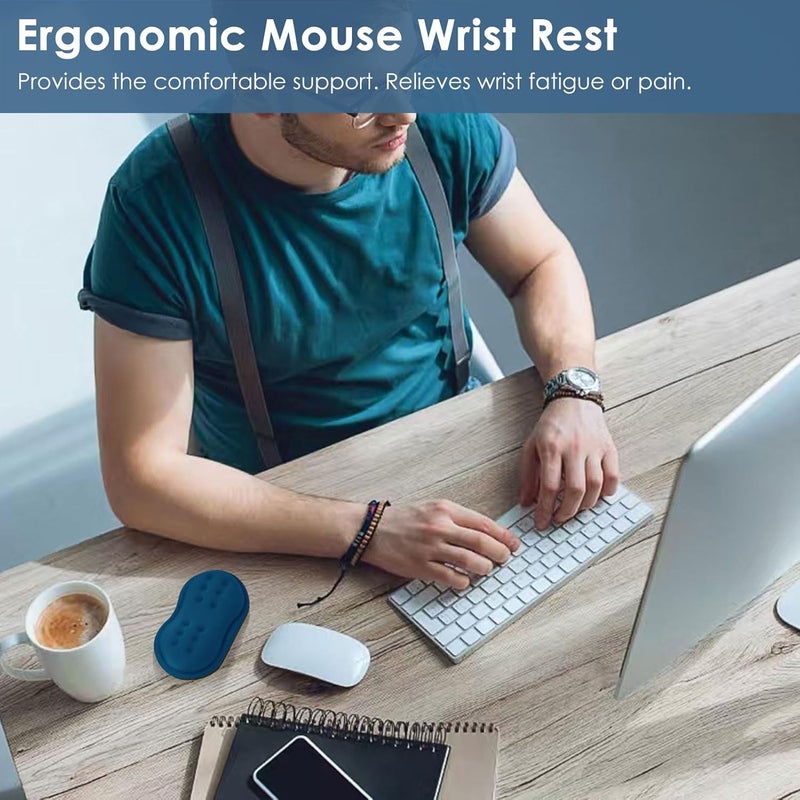 Vankey Mouse Wrist Rest, Soft Mouse Wrist Support Pad with Memory Foam, Non-Slip Base (Sea Blue) - Image 2